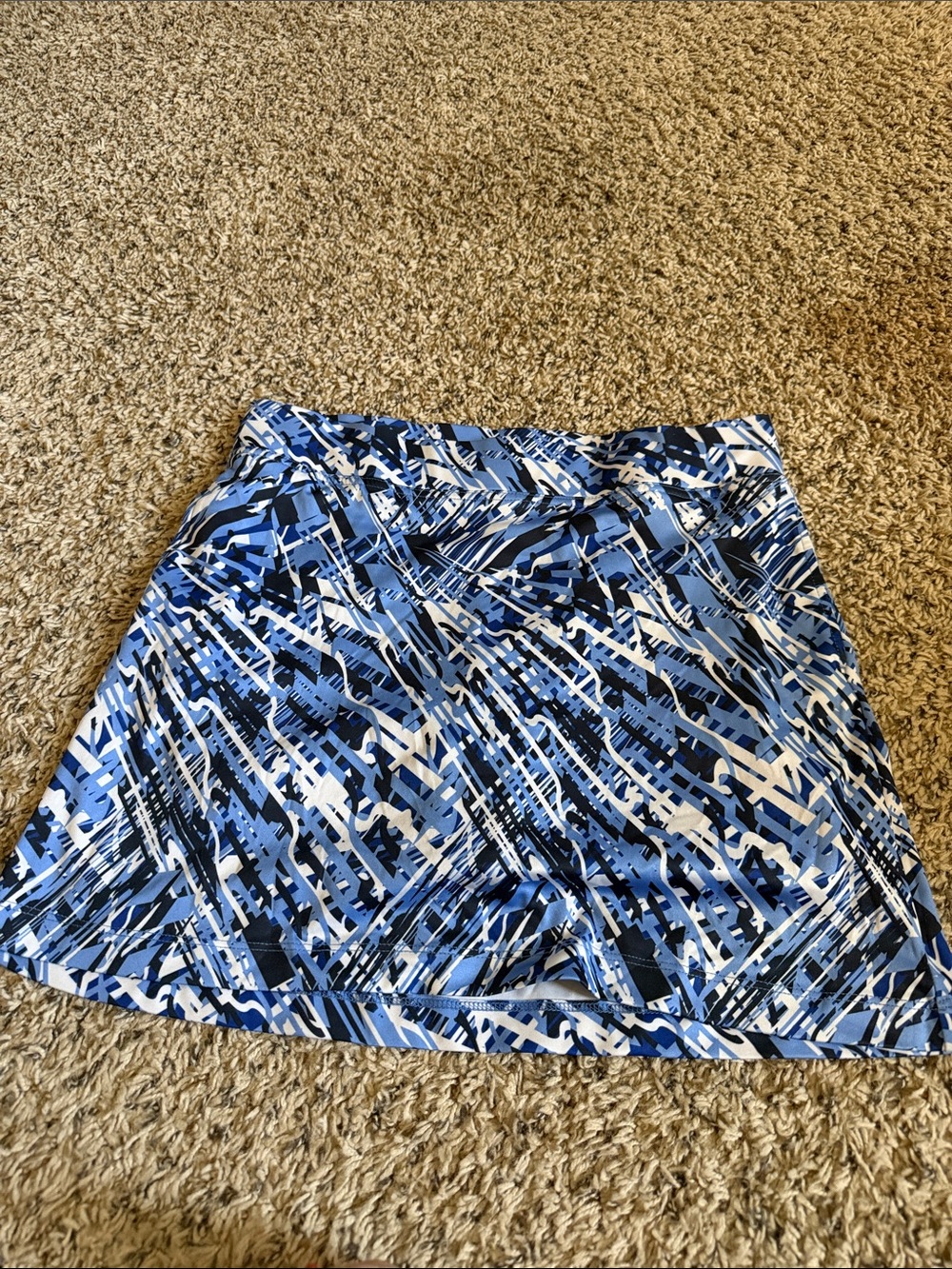Abstract Blue Printed golf Mini Skirt
